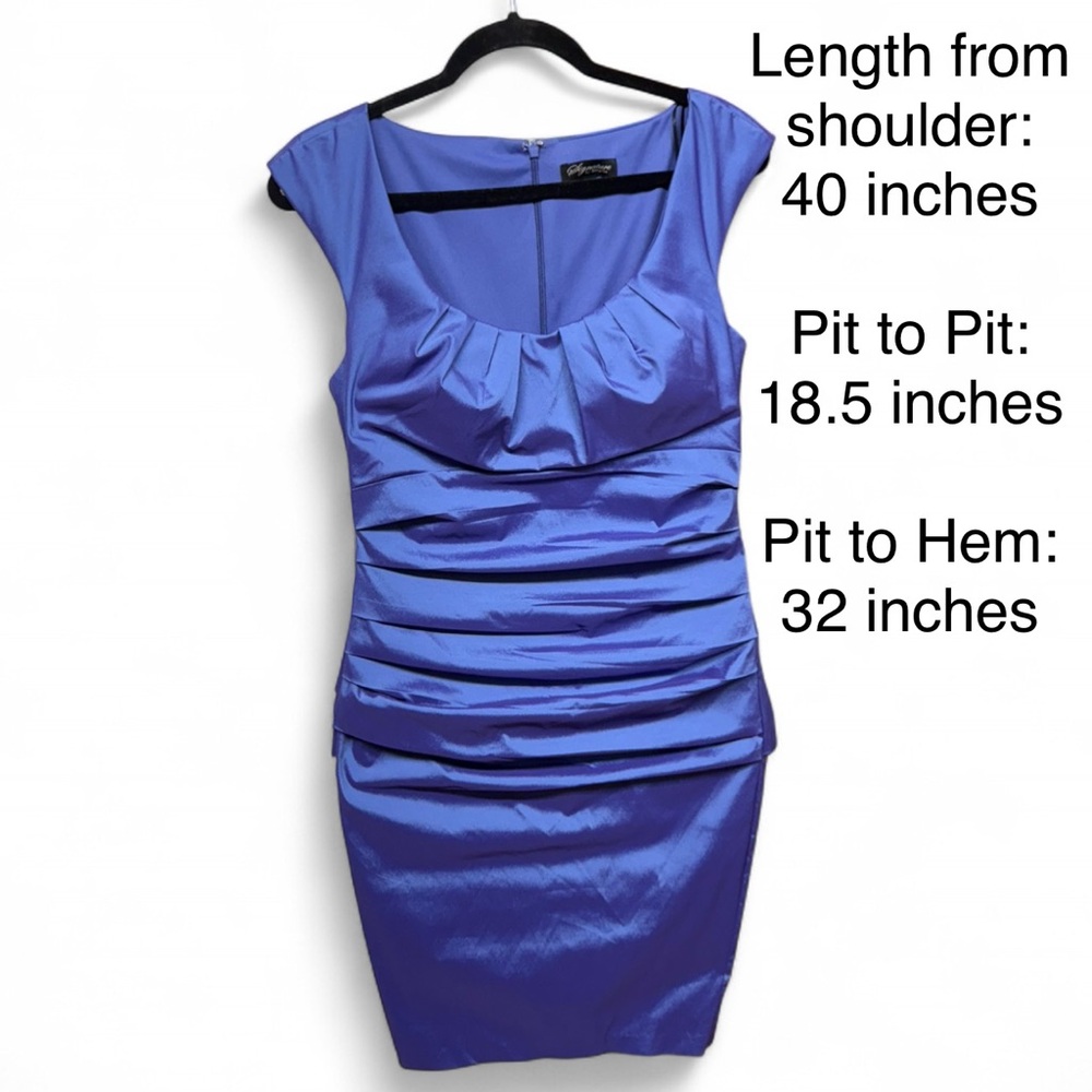 Signature by Sangria Purple Ruched Bodycon Cocktail Mini Dress - Picture 2 of 9